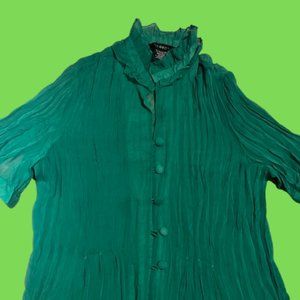 George Women's Shortsleeve Botton down Blouse Green Size XL